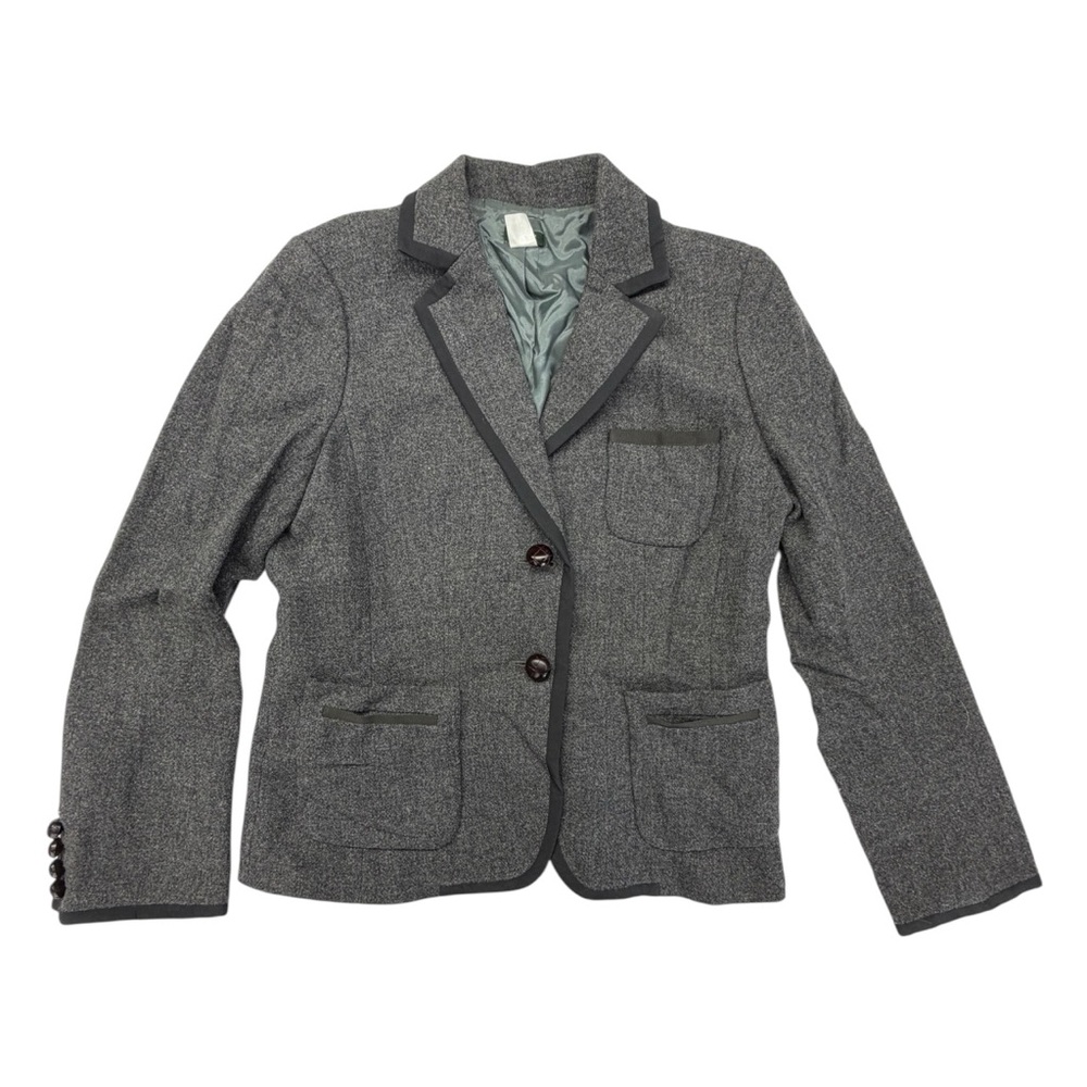 VTG J. Crew Blazer Y2K Dark Academia Equestrian Preppy Schoolboy Gray Wool Sz 14